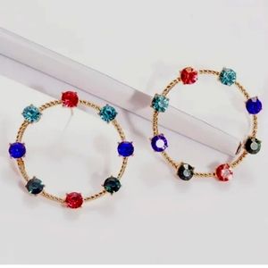 Multicolor Round Rhinestone Earrings 'Candy Ring'